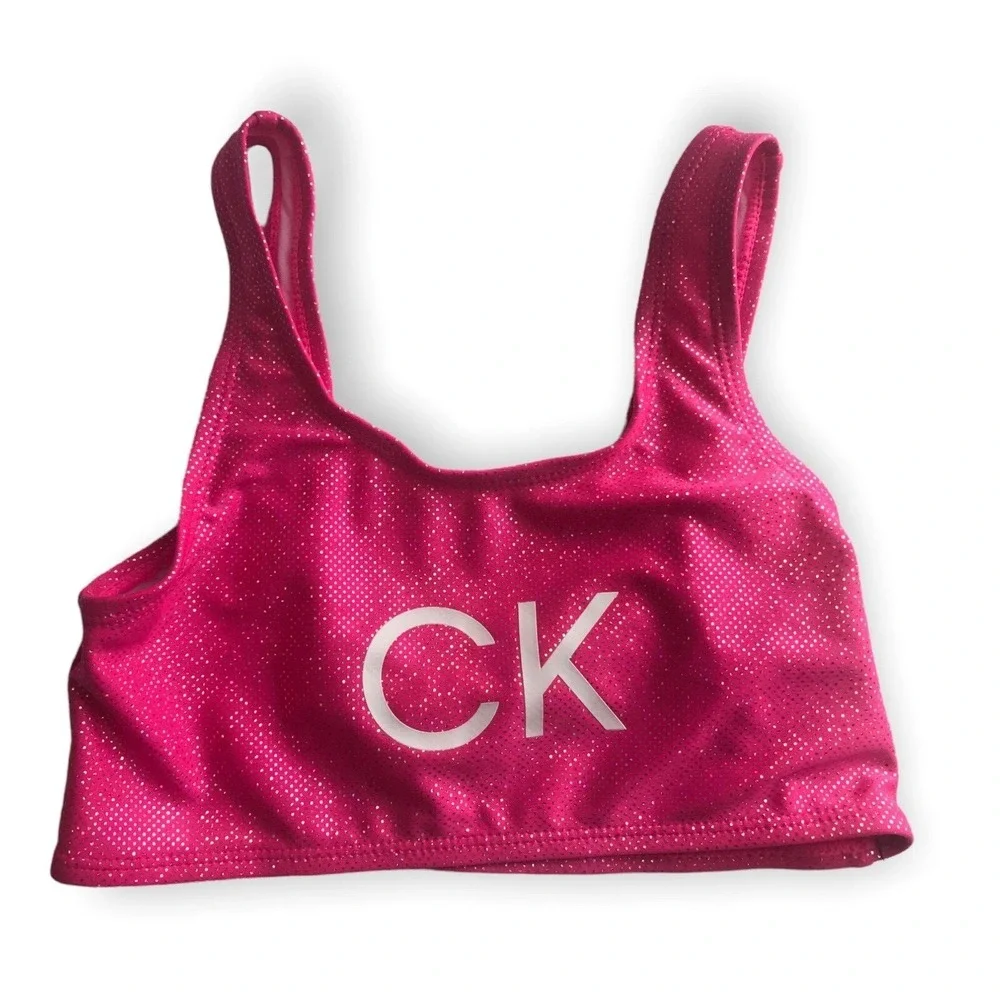 Calvin Klein Girls Pink‎ Glo Shimmer Bikini Set Size M